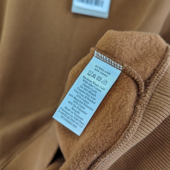 Everlane Sweatshirt Women XS Cocoa The ReNew Mock Neck Fleece Pullover Sweater - Picture 10 of 13